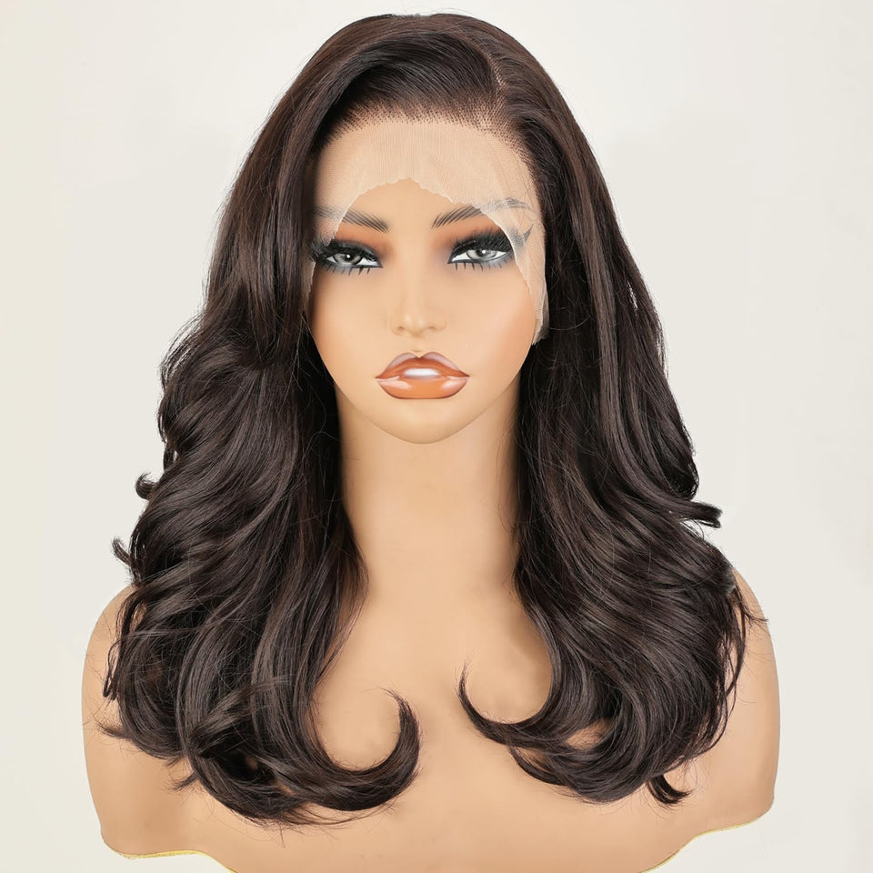 SOKU 13x6 chocolate brown lace front wig with natural hairline for seamless everyday styling.