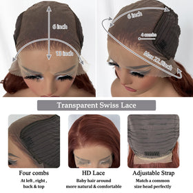 SOKU 18-inch copper red wavy wig for glamorous everyday looks