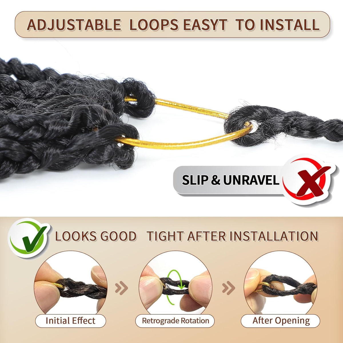 Crochet needle included for easier installation and adjustments.