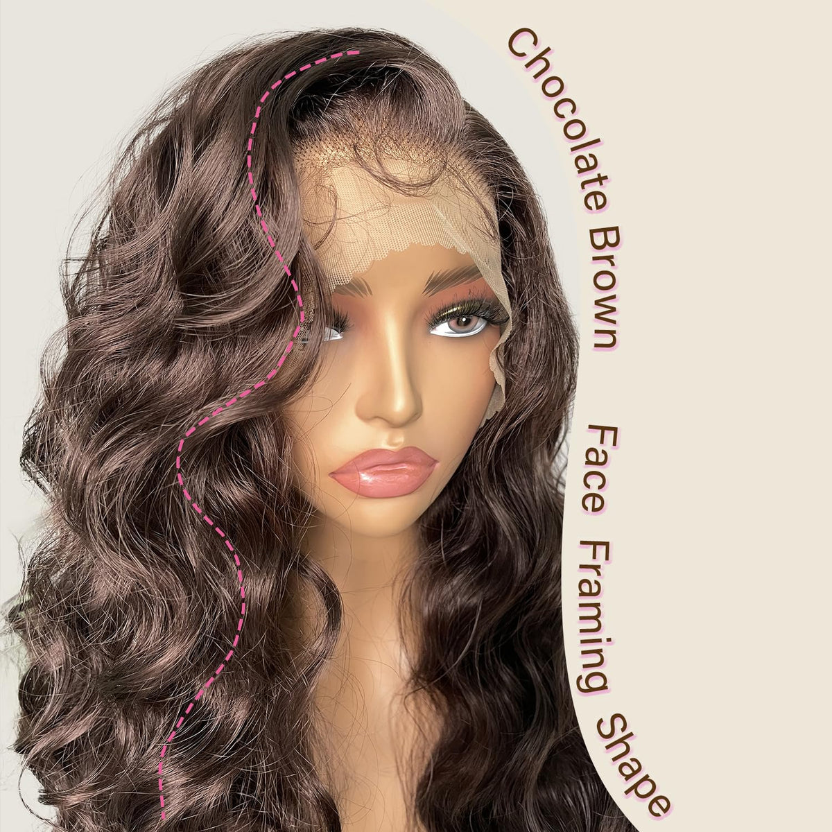 SOKU brown 13x6 lace front wig with baby hairs detail for natural framing