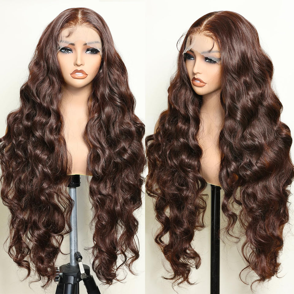 SOKU brown 13x6 lace front wig front view with natural parting for versatile styling