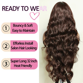 SOKU brown 13x6 lace front wig pre-plucked hairline for easy styling