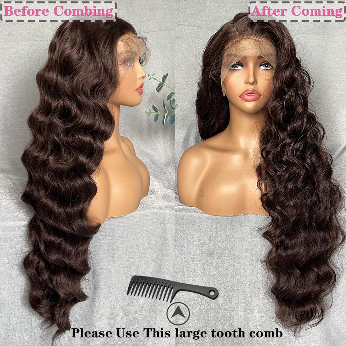 SOKU brown 13x6 lace front wig transparent lace blend with skin tone