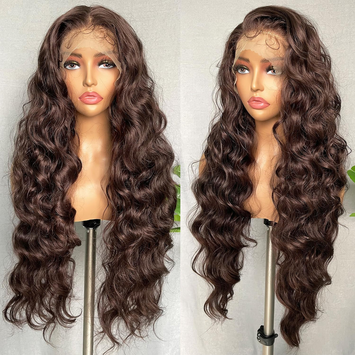 SOKU brown 13x6 lace front wig 32 inch wavy length for dramatic look