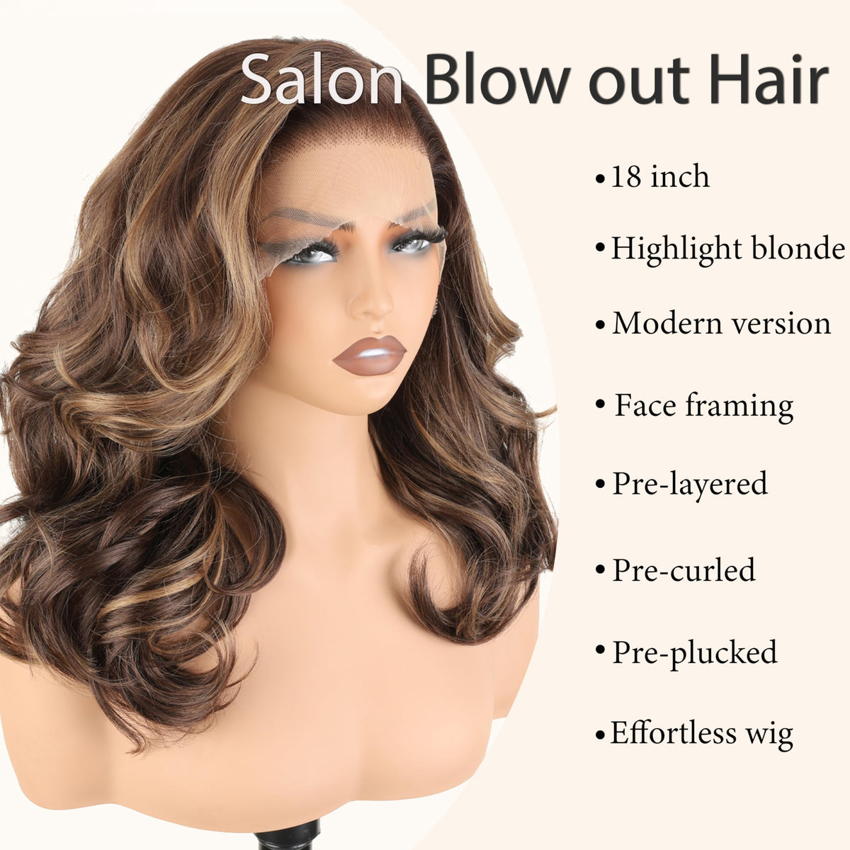 SOKU highlight-blonde body wave 18-inch wig adds sun-kissed volume.