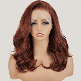 SOKU reddish-brown lace front wig with glueless cap for easy wear