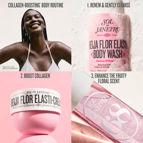 Sol de Janeiro Beija Flor Elasti-Cream applied on skin shows a soft, glowy finish.