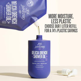 Sol de Janeiro Delícia Drench 1L jumbo bottle for long lasting moisture.
