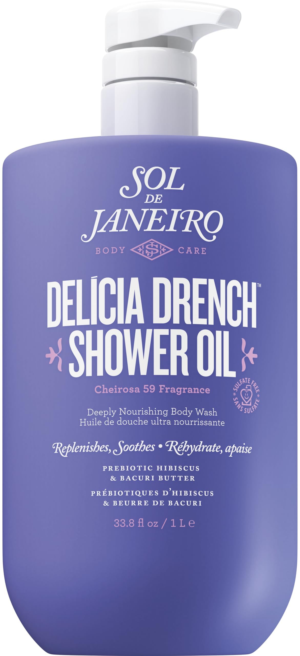 Sol de Janeiro Delícia Drench bottle on shelf, inviting spa-like hydration.