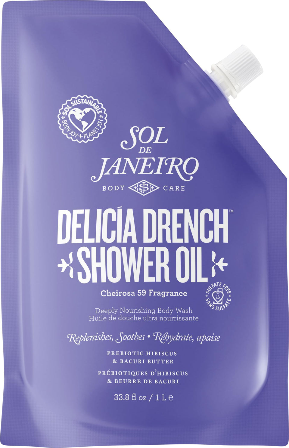 Sol de Janeiro Delícia Drench refill pouch 1L for eco-friendly extended use.