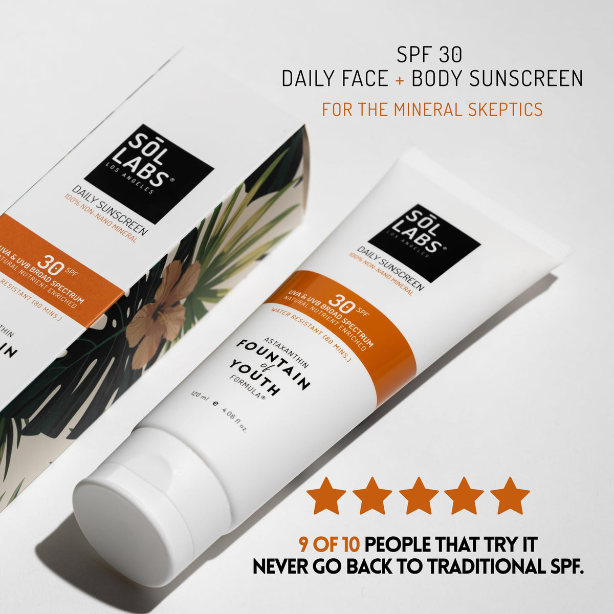 SOL LABS sunscreen on face demonstrating breathable, hydrating feel
