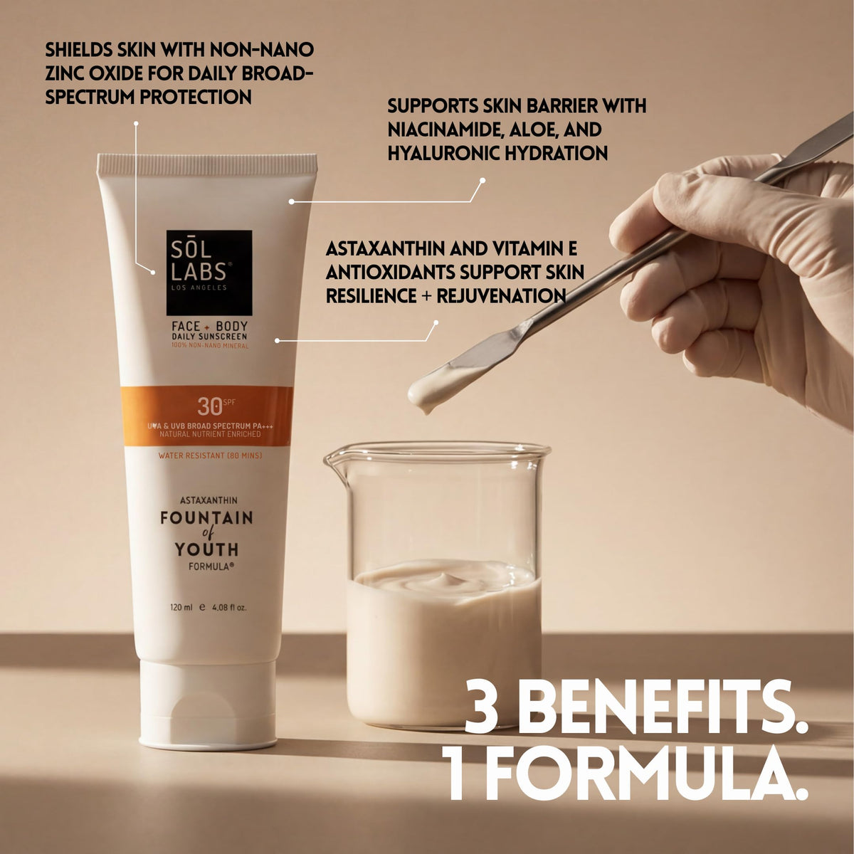 SOL LABS sunscreen ingredients hyaluronic acid close-up