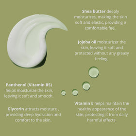Solar Bay hand cream with panthenol and vitamin E for deep conditioning.