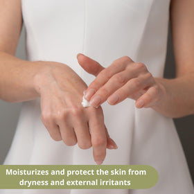 Solar Bay hand cream in a compact travel-size bottle for portability.
