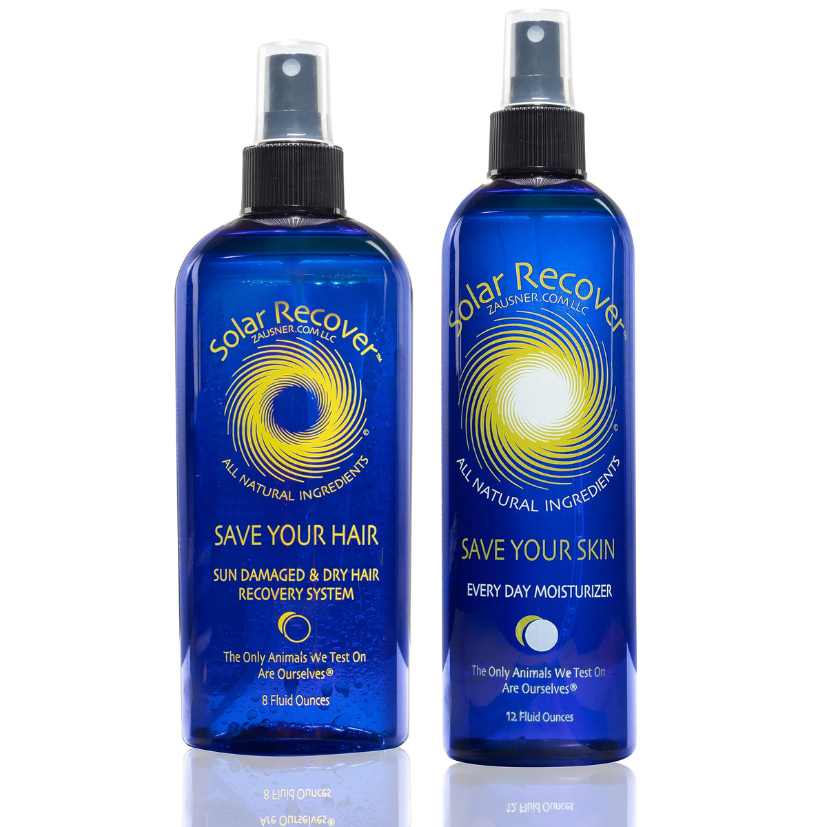Solar Recover After Sun Spray bottle pour for quick sunburn relief on skin.