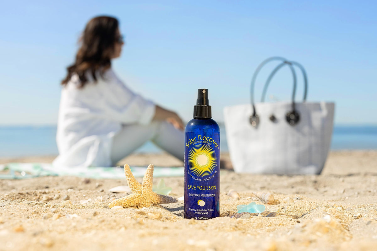 Solar Recover Sun Burn Relief Mist on face and body provides refreshing hydration.