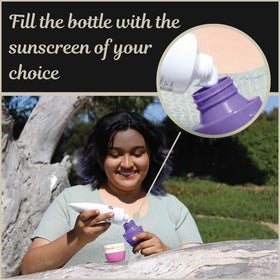 Rollerball sponge of Solar Swipe applying lotion smoothly and evenly.
