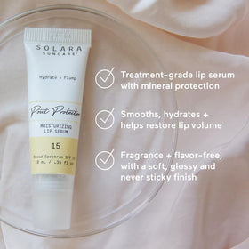 Solara Suncare tri-peptide blend shown for hydrating lip care