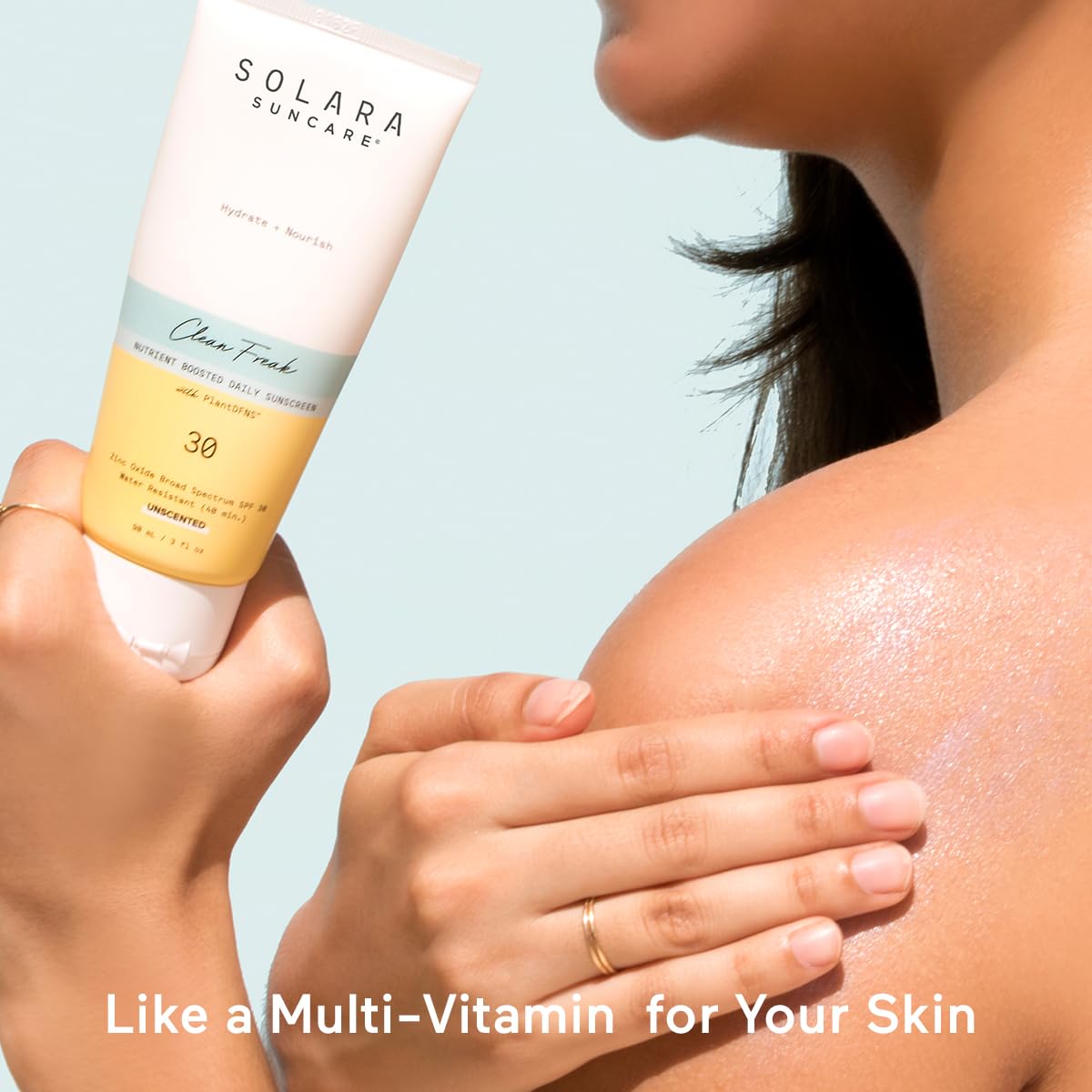 Solara Suncare vegan and cruelty-free branding symbols.