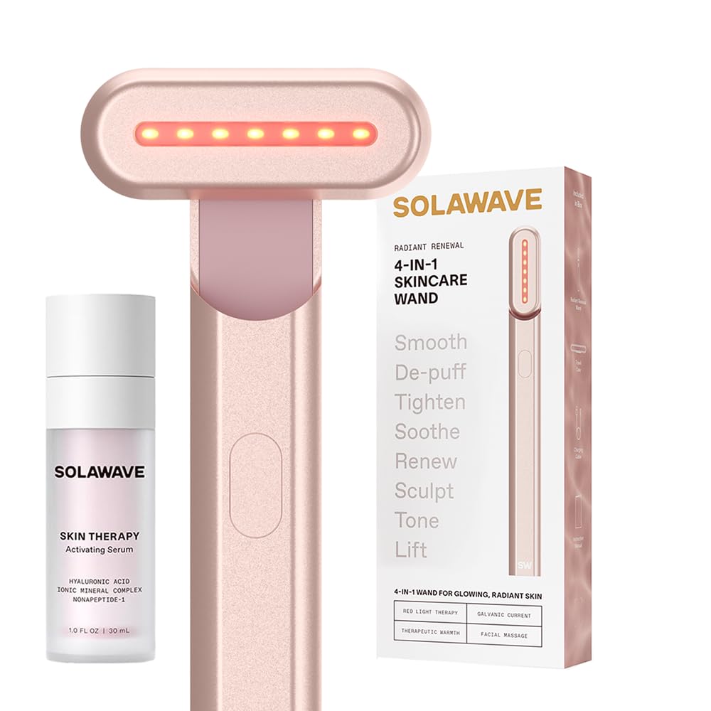 Solawave 4-in-1 wand front view for at-home skincare.