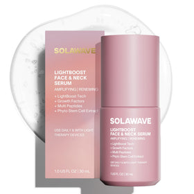 Solawave LightBoost serum bottle for daily anti-aging hydration.