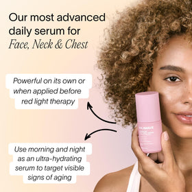 Solawave LightBoost serum dispensing pump enables controlled, easy application.