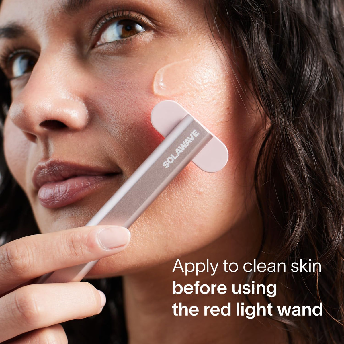 Solawave LightBoost Nonapeptide-1 smooths skin during treatment.