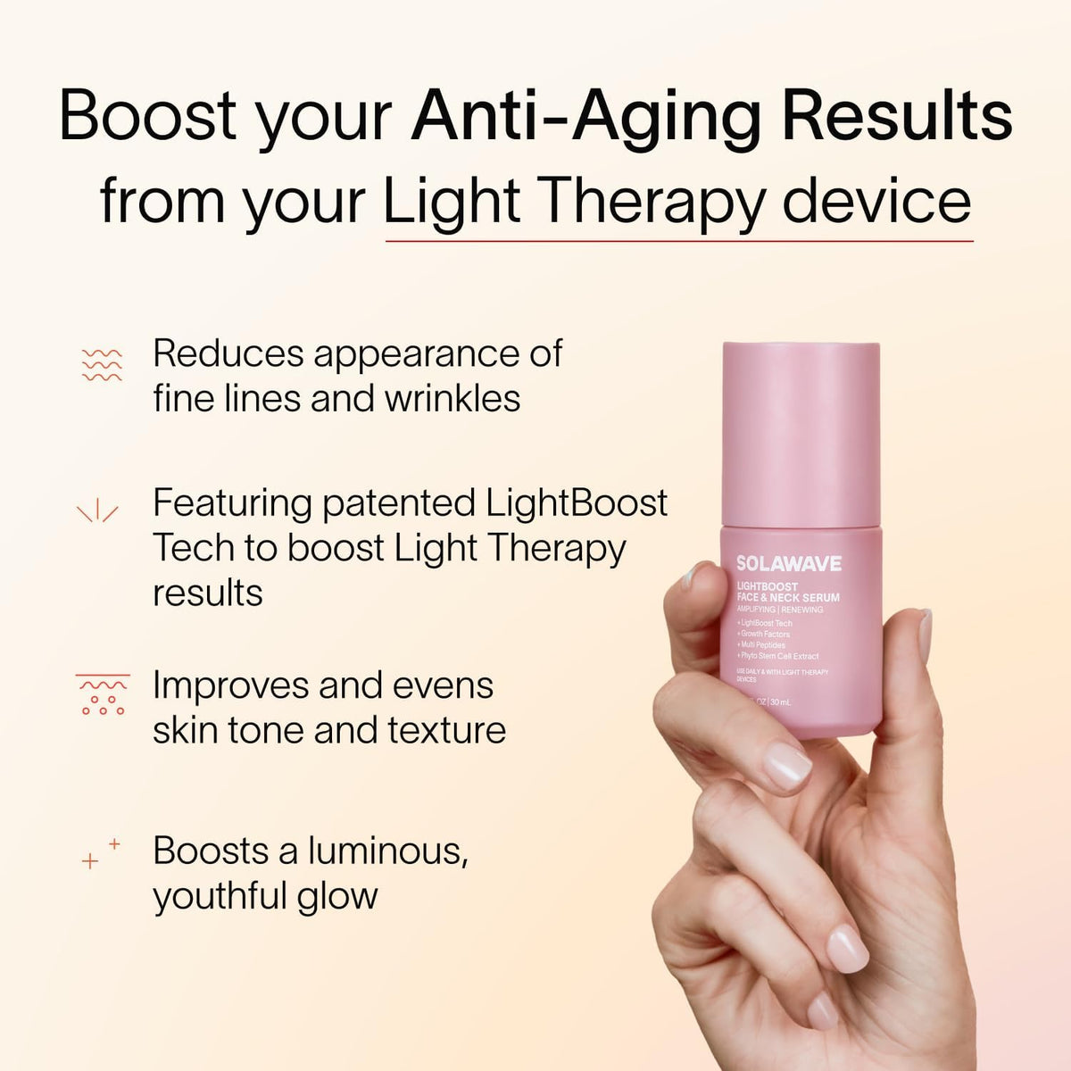 Solawave LightBoost serum packaging showing clean, vegan formulation.