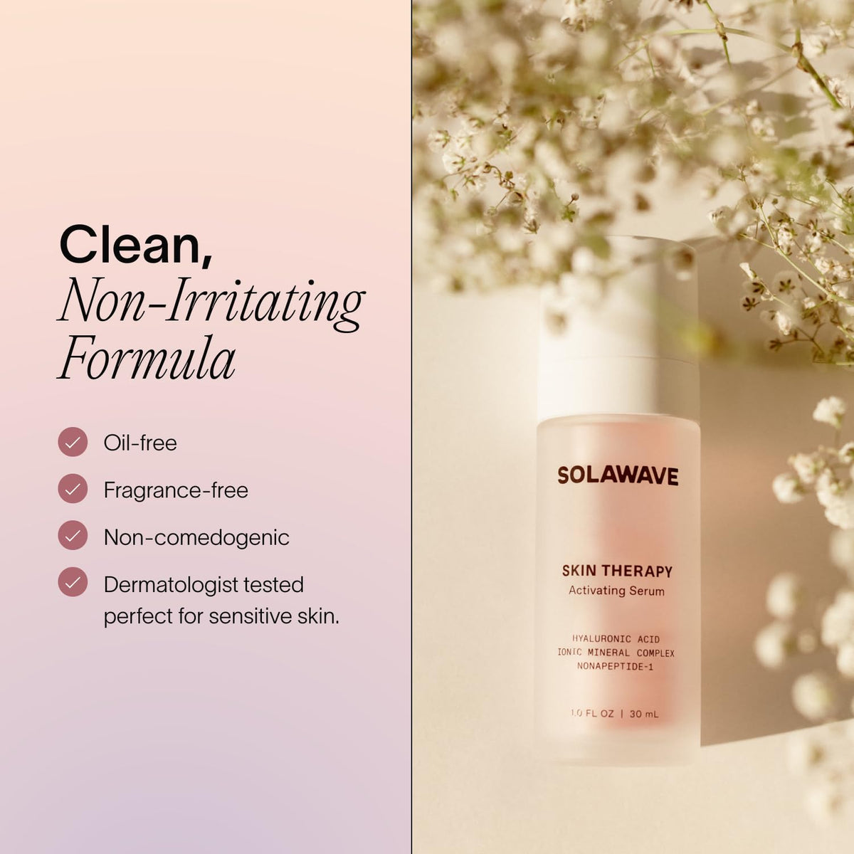 Solawave oil-free vegan formula suitable for sensitive skin