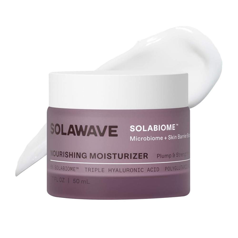 Solawave Probiotic Cloud Cream jar application demonstrates rich hydration for the barrier.