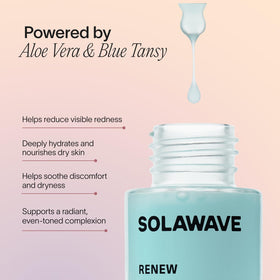 Solawave wand device beside serum for a combined routine