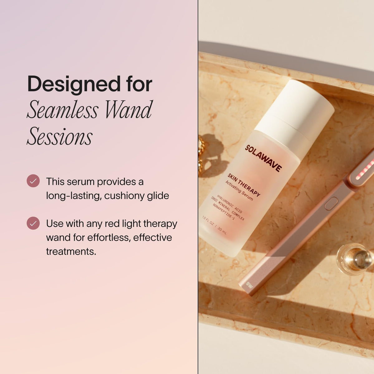 Solawave serum label closeup with clear ingredients and usage cues