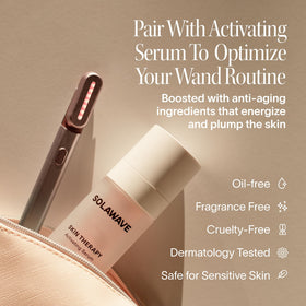 Solawave under-eye depuff application demonstrates gentle care.