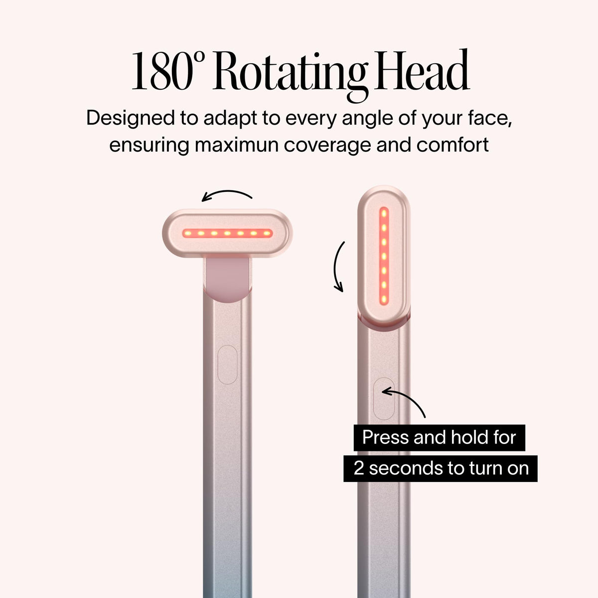 Solawave wand rotating head offers full-face coverage with precision.