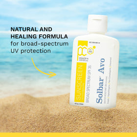 Solbar AVO SPF 35 texture close-up shows smooth application.