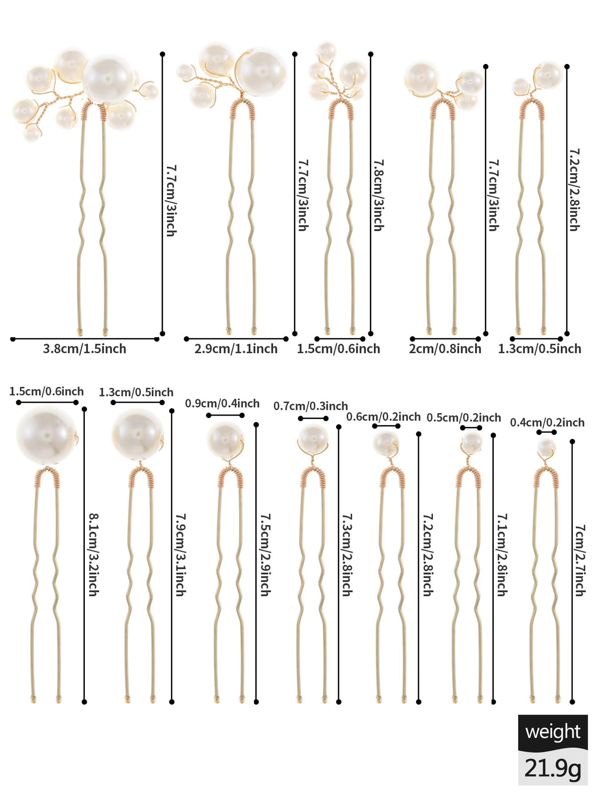 SOLENY 3-inch pearl hair pin detail with shimmering finish