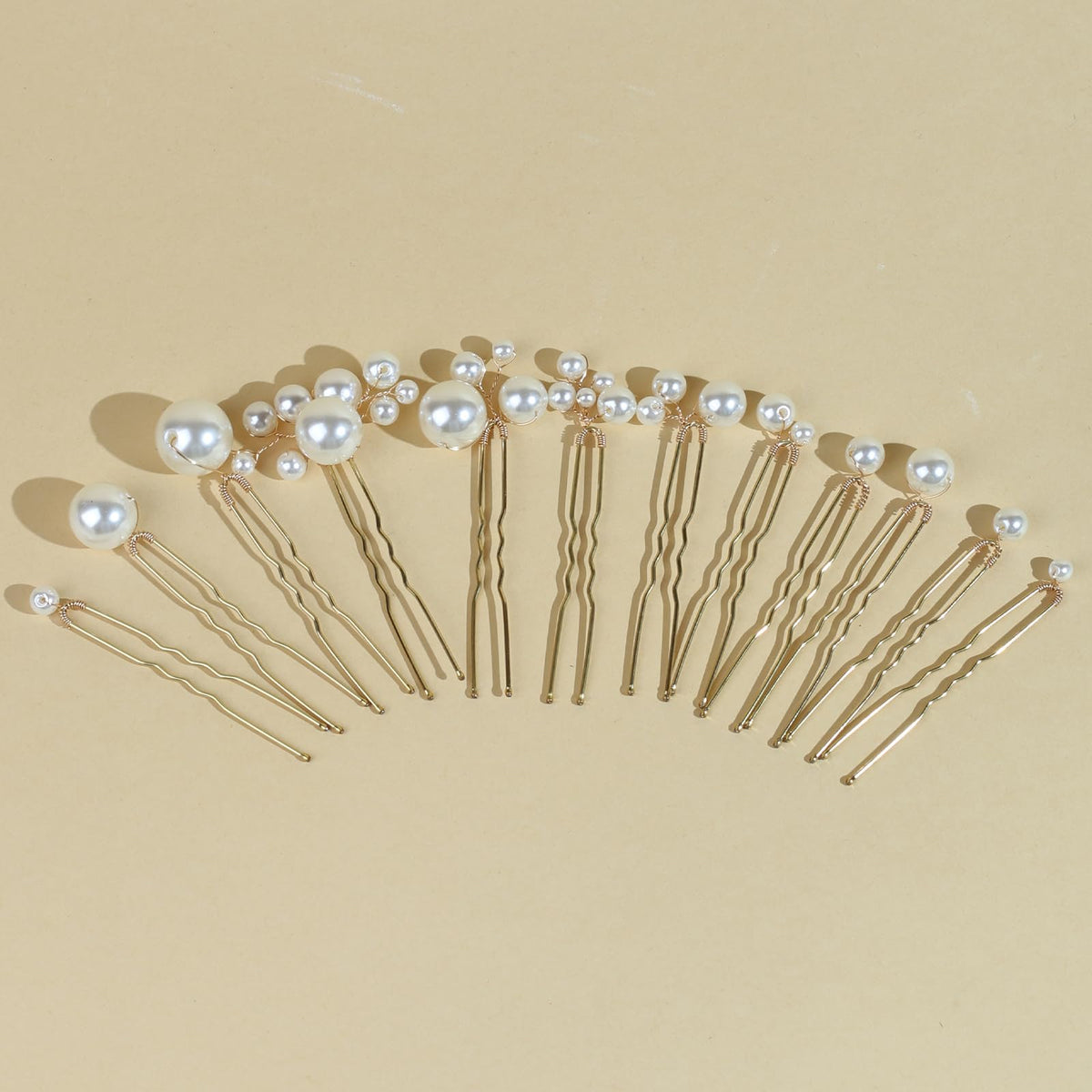 SOLENY pearl hair pin close-up with mixed sizes for texture