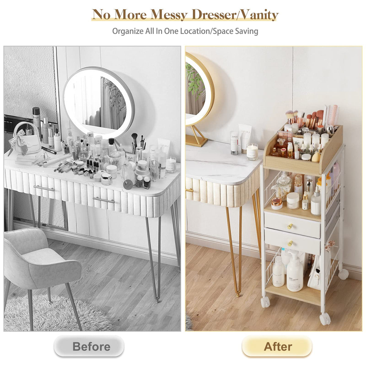 SOLIMINTR two-drawer section holds creams, masks, and cotton pads