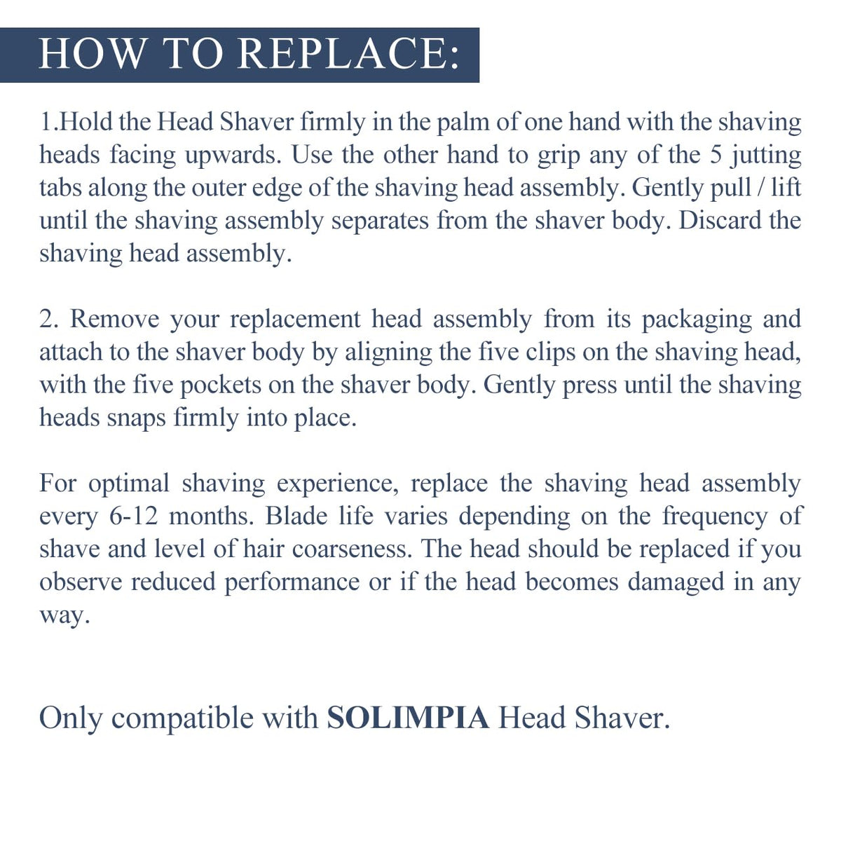 Solimpia replacement head with magnetic connection angle for quick maintenance