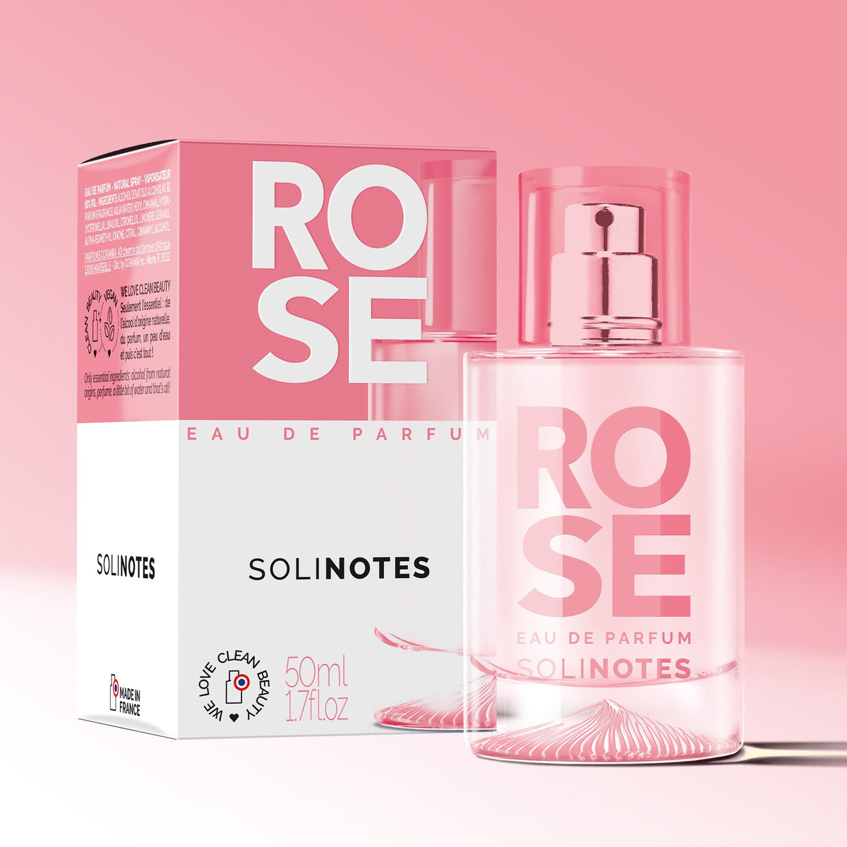 Solinotes Paris Rose perfume box showcases premium packaging for gifting.