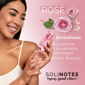 Solinotes Rose spray-on-mist showcases easy application for everyday moments.