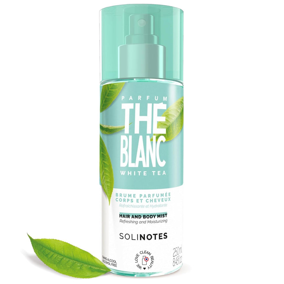 Solinotes White Tea Body Mist bottle front showing brand and design for daily use