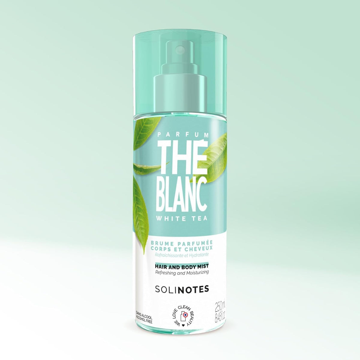 Solinotes White Tea Body Mist luxury bottle close-up emphasizing premium feel
