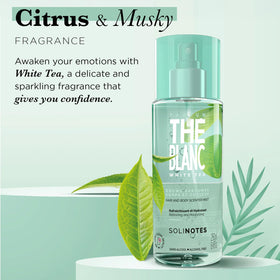 Solinotes White Tea Body Mist mist spread on skin illustrating light scent