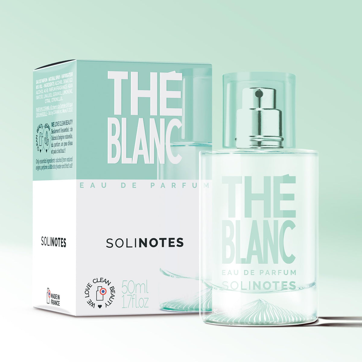 Solinotes White Tea bottle pour shows a clean, soothing scent experience