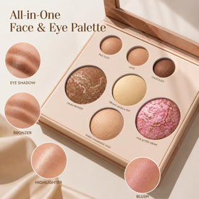 SOLLASY baked palette compact open reveals neutral shades for versatile looks.