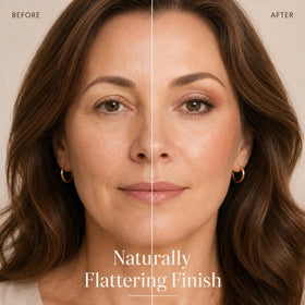 SOLLASY blush applied to apples of cheeks for a natural flush.