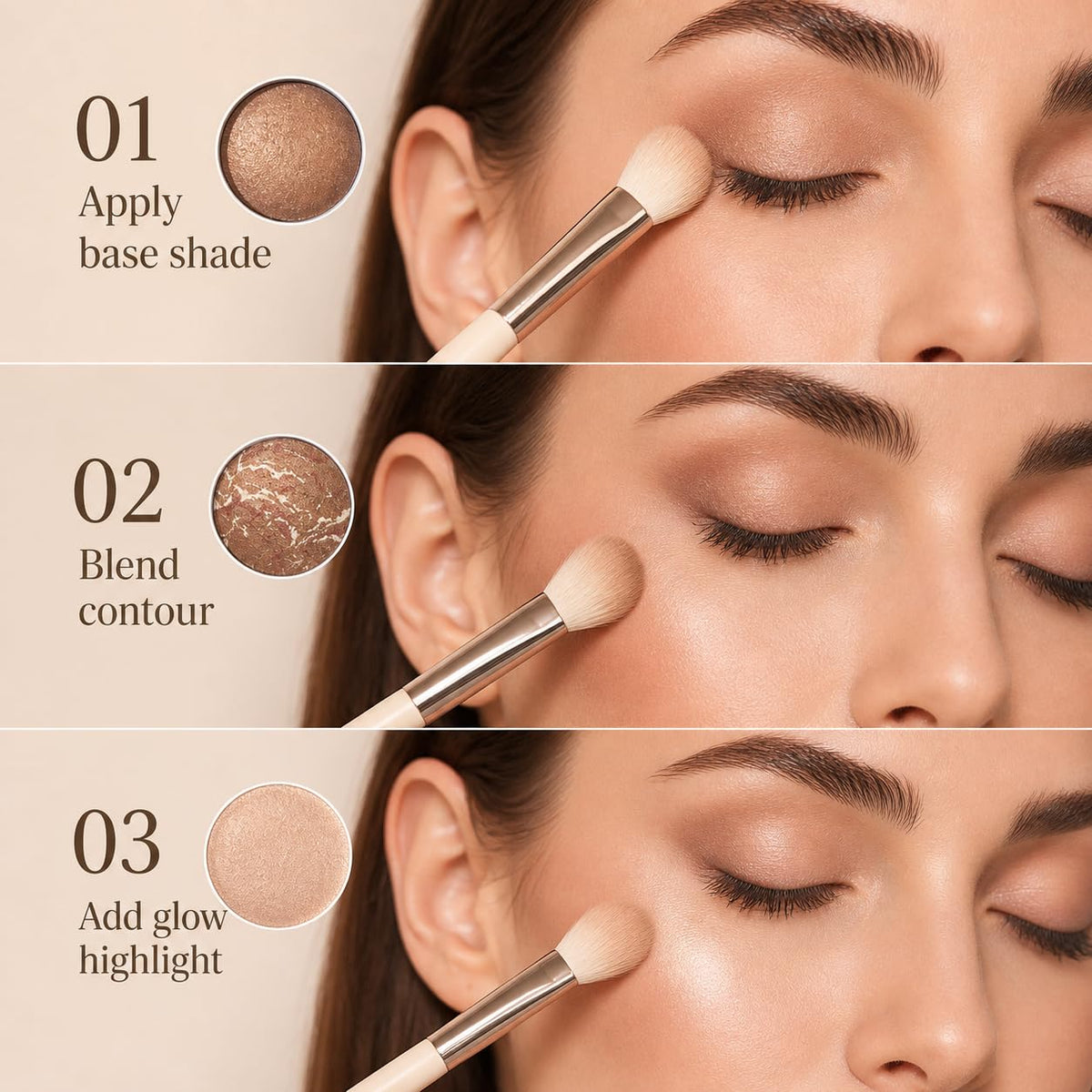 SOLLASY eyeshadow quad neutral shades enables seamless lid definition.