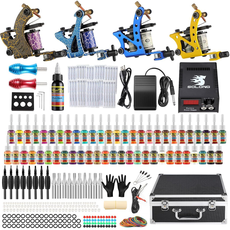 Solong Tattoo complete kit box-front view for easy unboxing and setup