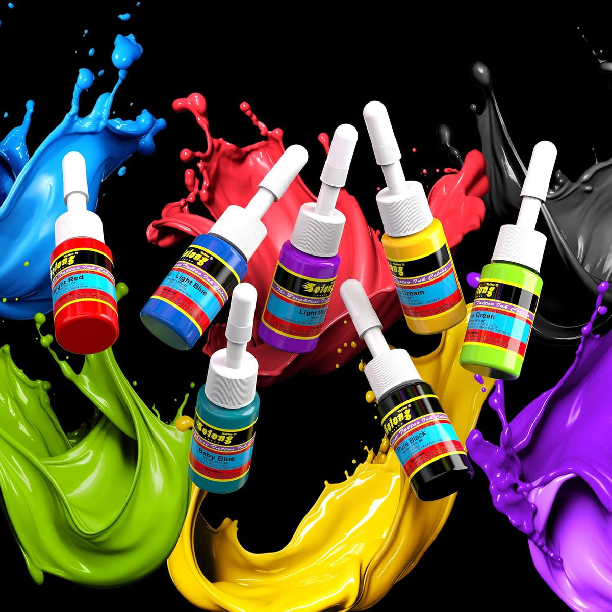 Solong Tattoo ink set 54 colors tube labels highlighting safety and quality in modern practice
